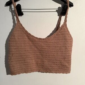 Aerie Small Crochet Crop Top Brown Boho Goblin Nature Festival Concert